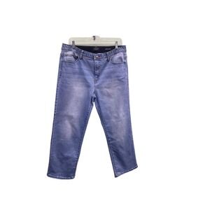 Curve Appeal Womens High Rise Straight Leg Comfort Waist Jeans sz 14 Medium Wash